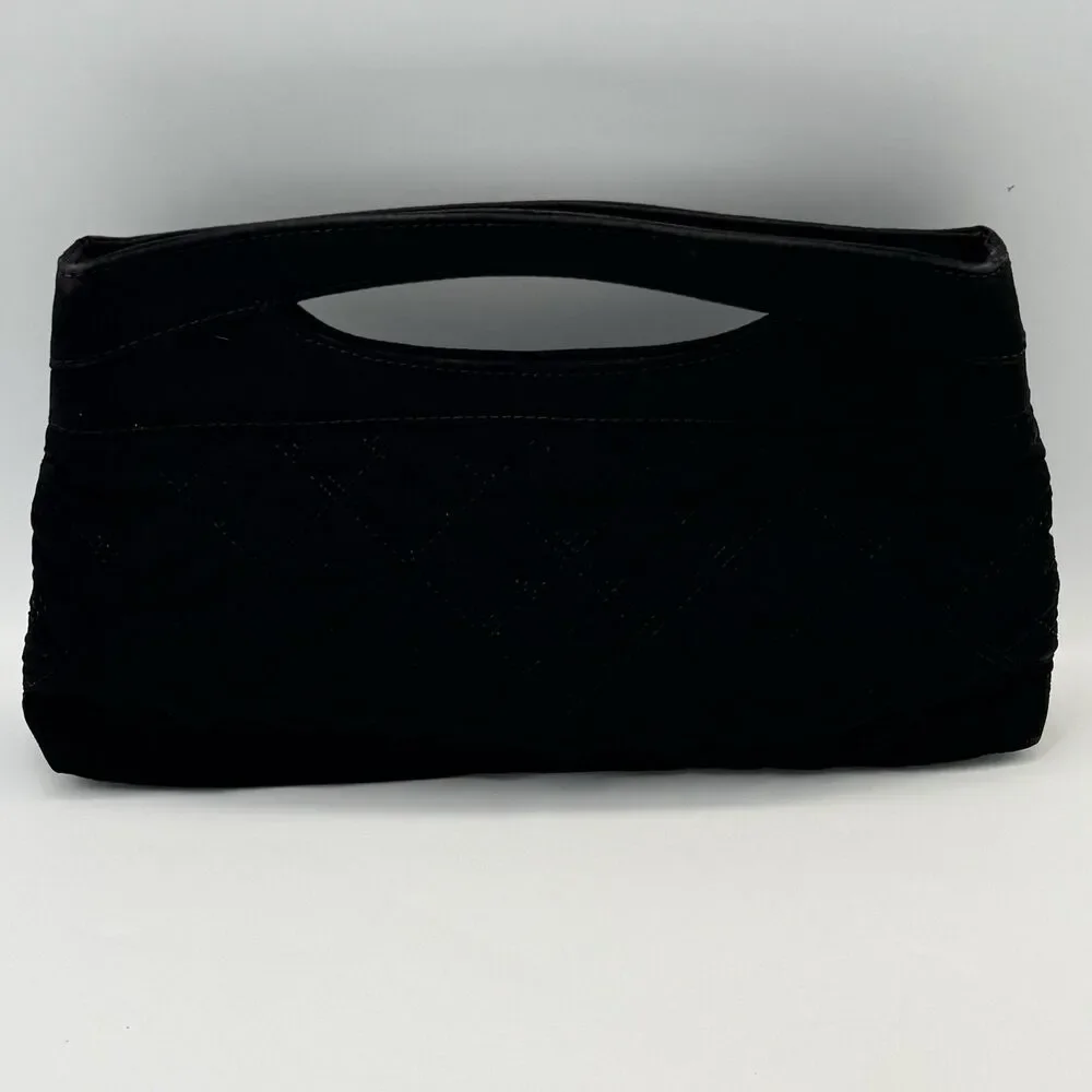 Vera Bradley Black Quilted Magnetic Clutch Purse Handheld Bag Zebra Lining Y2K